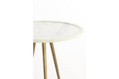 Bijzettafel S/2 max Ø43x53 cm PRATO marmer wit+antiek brons