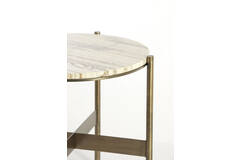 Side table Ø47x45 cm MACAPA antique bronze+cream travertine