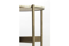 Side table Ø47x45 cm MACAPA antique bronze+cream travertine