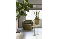 Side table S/2 Ø32x51+Ø35x54 cm LIA trav white+antique bronz