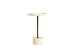 Side table Ø37x49 cm CIVITA travertine sand+brown bronze