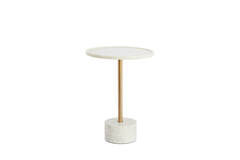 Bijzettafel Ø37x49 cm CIVITA marmer wit+antiek brons