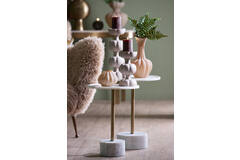 Bijzettafel Ø37x49 cm CIVITA marmer wit+antiek brons