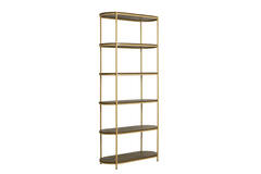 Cabinet open 90x38x200 cm QIO wood oil brown+matt beige