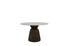 Dining table Ø120x76 cm SOY marble sand+mango wood choc brwn