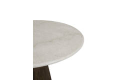 Dining table Ø140x76 cm SOY marble sand+mango wood choc brwn