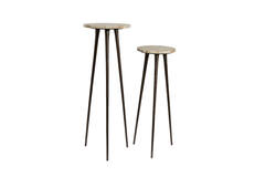 Pillar S/2 Ø30x84+Ø35x101,5 cm ZYN marble taupe+brown bronze