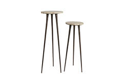 Pillar S/2 Ø30x84+Ø35x101,5 cm ZYN marble taupe+brown bronze