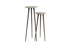Pillar S/2 Ø30x84+Ø35x101,5 cm ZYN marble taupe+brown bronze