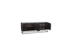 Cabinet 200x45x75 cm QUYN mango wood chocolate brown+black
