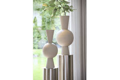Vaas deco Ø30x75 cm CHEDI mat licht grijs