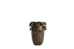 Vaas deco 27,5x25,5x35 cm LAVCI keramiek mat donker bruin