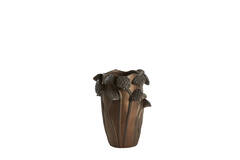 Vaas deco 27,5x25,5x35 cm LAVCI keramiek mat donker bruin