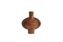 Vaas deco 27,5x18,5x31 cm MELNIK keramiek cognac bruin