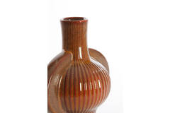Vaas deco 27,5x18,5x31 cm MELNIK keramiek cognac bruin