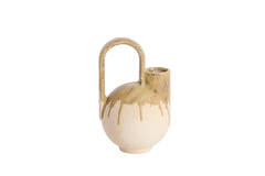 Vaas deco 16x15,5x26 cm SERRES keramiek crème+olijf groen