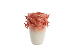 Vase deco 29x28x36,5 cm FISH ceramics coral+cream