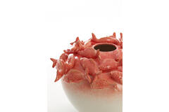 Vase deco Ø40x27 cm FISH ceramics coral+cream