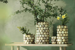 Vase deco Ø20,5x18 cm SEA URCHIN green+dark green
