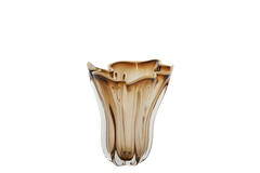 Vase Ø22x27 cm KAZUNO glass clear brown-grey+cream