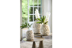 Vase deco Ø20x21 cm UBATE bamboo+shell cream+brown