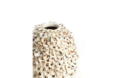 Vasija adorno Ø26x27 cm UBATE bambú+concha crema+marrón