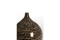 Vaas deco Ø22x25 cm ELORZA bamboe donker bruin+naturel