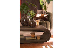 Vaas deco Ø22x25 cm ELORZA bamboe donker bruin+naturel