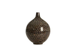 Vaas deco Ø28x35 cm ELORZA bamboe donker bruin+naturel