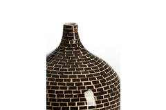 Vaas deco Ø28x35 cm ELORZA bamboe donker bruin+naturel