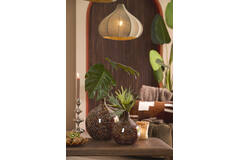 Vaas deco Ø28x35 cm ELORZA bamboe donker bruin+naturel