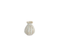 Vaas deco Ø9,5x13 cm FELINE keramiek crème-bruin