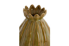 Vaas deco Ø9,5x13 cm FELINE keramiek groen-bruin