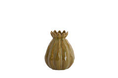Vaas deco Ø14x18 cm FELINE keramiek groen-bruin