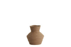 Vaas deco Ø14,5x15,5 cm GRECCIO keramiek mat bruin