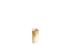 Vase deco 19,5x10,5x18,5 cm FLOVILLA ceramics cream+oliv grn