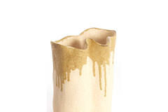 Vase deco 19,5x10,5x18,5 cm FLOVILLA ceramics cream+oliv grn