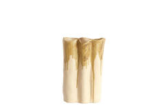 Vase deco 26x14x40 cm FLOVILLA ceramics cream+olive green
