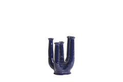 Vasija adorno 20x14x25 cm LEONJO cerámica azul oscuro