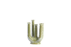 Vaas deco 20x14x25 cm LEONJO keramiek olie licht groen