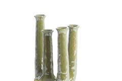Vaas deco 20x14x25 cm LEONJO keramiek olie licht groen