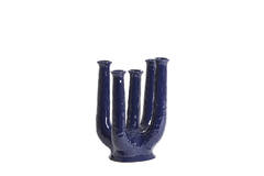 Vaas deco 22x16,5x30 cm LEONJO keramiek donker blauw