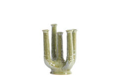 Vaas deco 22x16,5x30 cm LEONJO keramiek olie licht groen