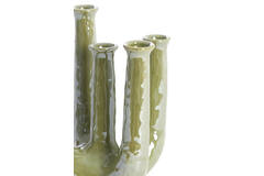 Vaas deco 22x16,5x30 cm LEONJO keramiek olie licht groen