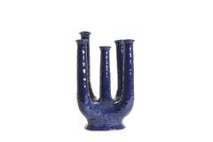 Vaas deco 24x18x36 cm LEONJO keramiek donker blauw