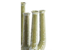 Vaas deco 24x18x36 cm LEONJO keramiek olie licht groen