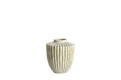 Vaas deco Ø25x28 cm TALEA keramiek olijf groen-crème