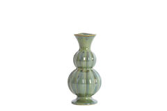 Vaas Ø8x17 cm NAIDA keramiek donker groen