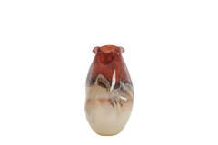 Vase Ø18x32 cm JORIEN glass red+taupe