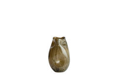 Vase Ø14,5x25 cm JORIEN glass taupe+olive green